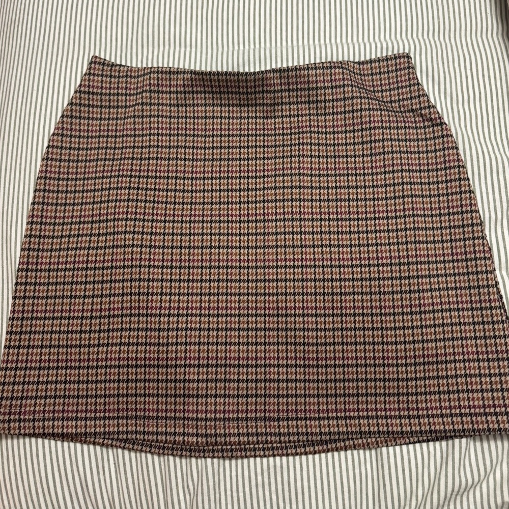 Maurices Mini Skirt in Brown and Pink Plaid